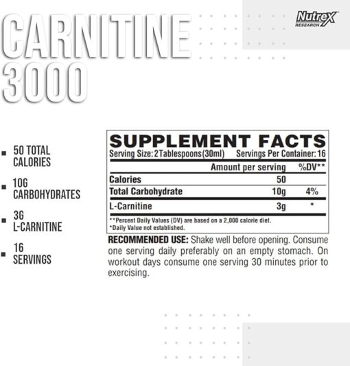 Nutrex Liquid L-Carnitine 3000 480 ml Green Apple - Imagem 2