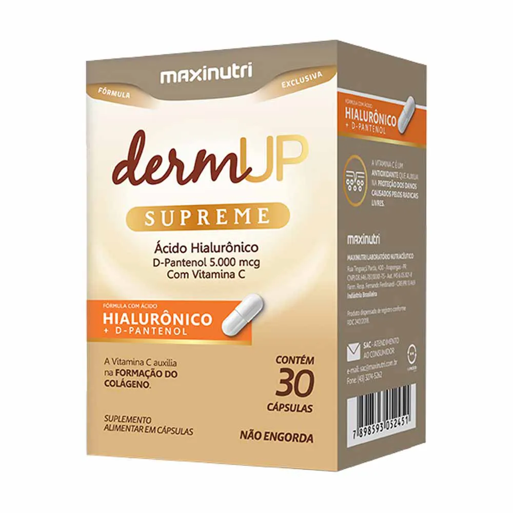 MaxiNutri DermUP Supreme Ácido Hialurônico 30 Cápsulas 1 MaxiNutri DermUP Supreme Ácido Hialurônico 30 Cápsulas