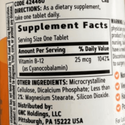 vitamina b 12 25mcg 30 tablets gnc select 7691 2 f60aa5ad2325de2d91a0a648e205f941