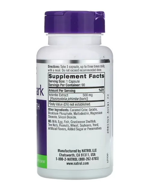 Natrol Yohimbe Bank Men's Health 500mg 90 Cápsulas 2 Natrol Yohimbe Bank Men's Health 500mg 90 Cápsulas - Imagen 2