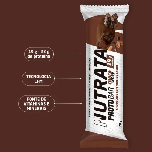 Nutrata Barra de Proteina Protobar Choco Whey com Nibs de Cacau 70g - Imagem 2