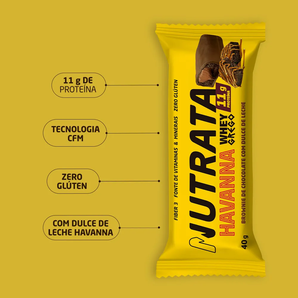 Nutrata Barra de Proteina Havanna Brownie 40g - Imagen 2