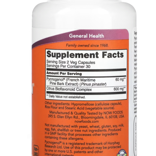 NOW Pycnogenol 30mg 60 Cápsulas - Imagem 2